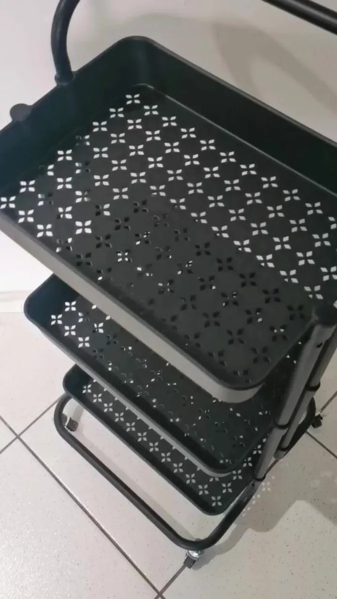 Carrinho Organizador Cesto Auxiliar 3 Prateleiras Divisória Multiuso Com Roda E Alça Manicure Fruteira Pintura Cozinha Escritório Banheiro Cor Branco Irsina