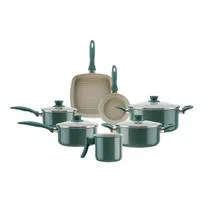 Jogo de Panelas Antiaderente Ceramic Life Easy 7 Peças Verde Jade