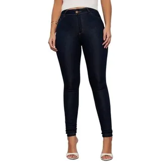 Calça Feminina Jeans Skinny Confortavel Linha Fashion Premium Lisa Casual Lavagem Escura