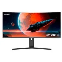 Monitor Gamer Curvo Husky Boreal 34", WQHD, Ultrawide, 200Hz, 1ms, Adaptive Sync, DisplayPort e HDMI, HDR - HMG00234PT, avaliação 5 estrelas de 5, R$ 1599.99 com 26% de desconto no PIX ou 10x de