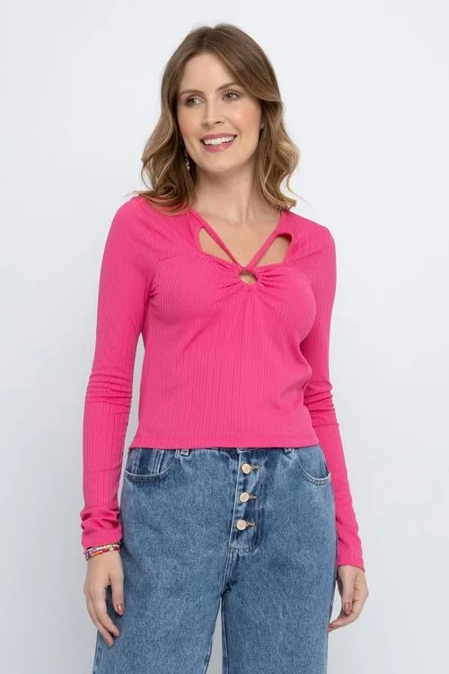 Blusa Feminina Fashion Canelada Pink