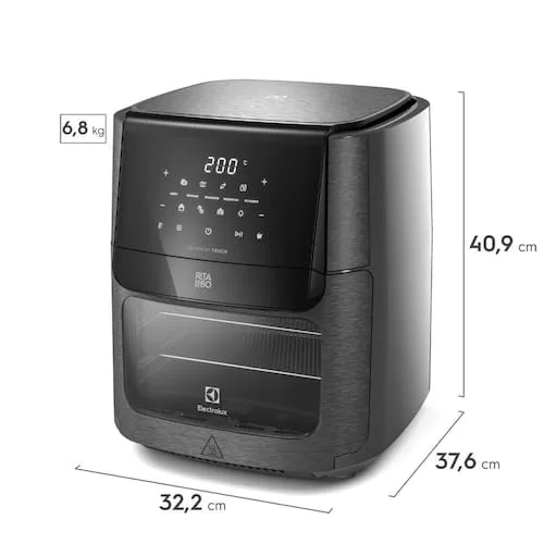 Fritadeira Elétrica Sem Óleo Air Fryer Oven Electrolux Experience Digital Por Rita Lobo EAF90 12L – Grafite - 220V