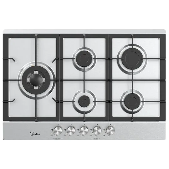 Cooktop 5 Bocas a Gás Inox com Grade de Ferro Fundido Midea - 1237