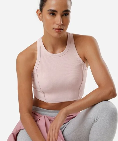top feminino canelado cropped rosa