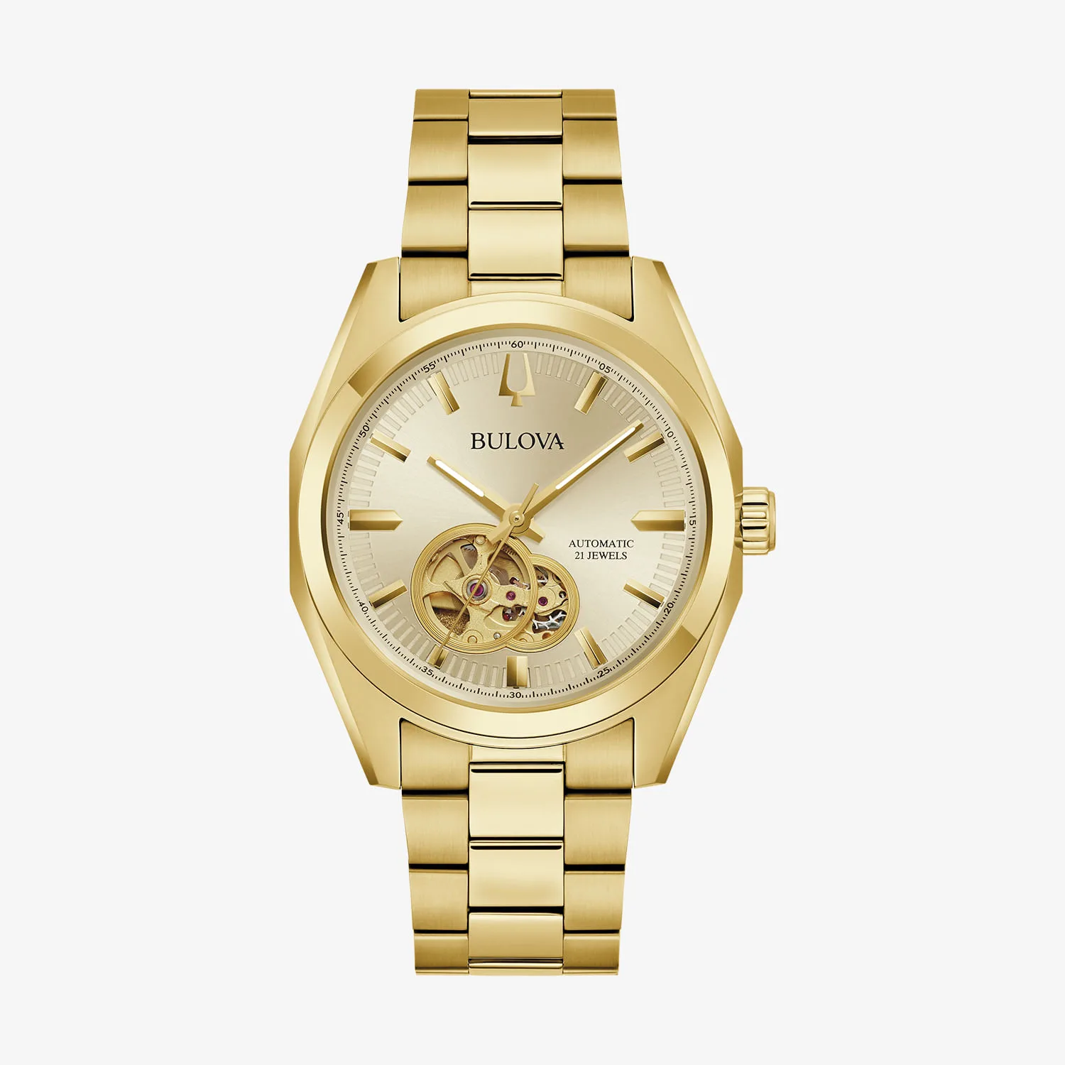 Relógio Bulova Masculino Agrimensor em Aço Dourado 97A182