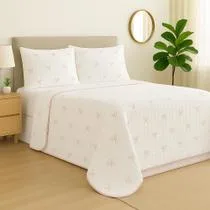 Kit Cobre Leito Queen 3 Peças Premium Algodão Misto Lacinhos