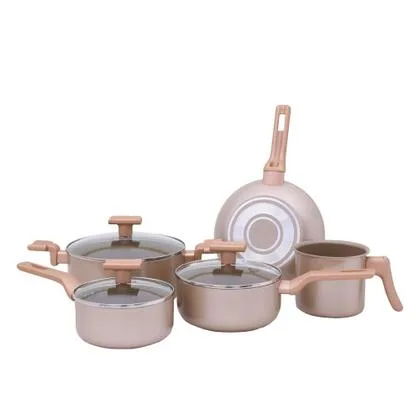 Conjunto De Panelas Sartin Champagne 5 Peças Cerâmica Mimo Style
