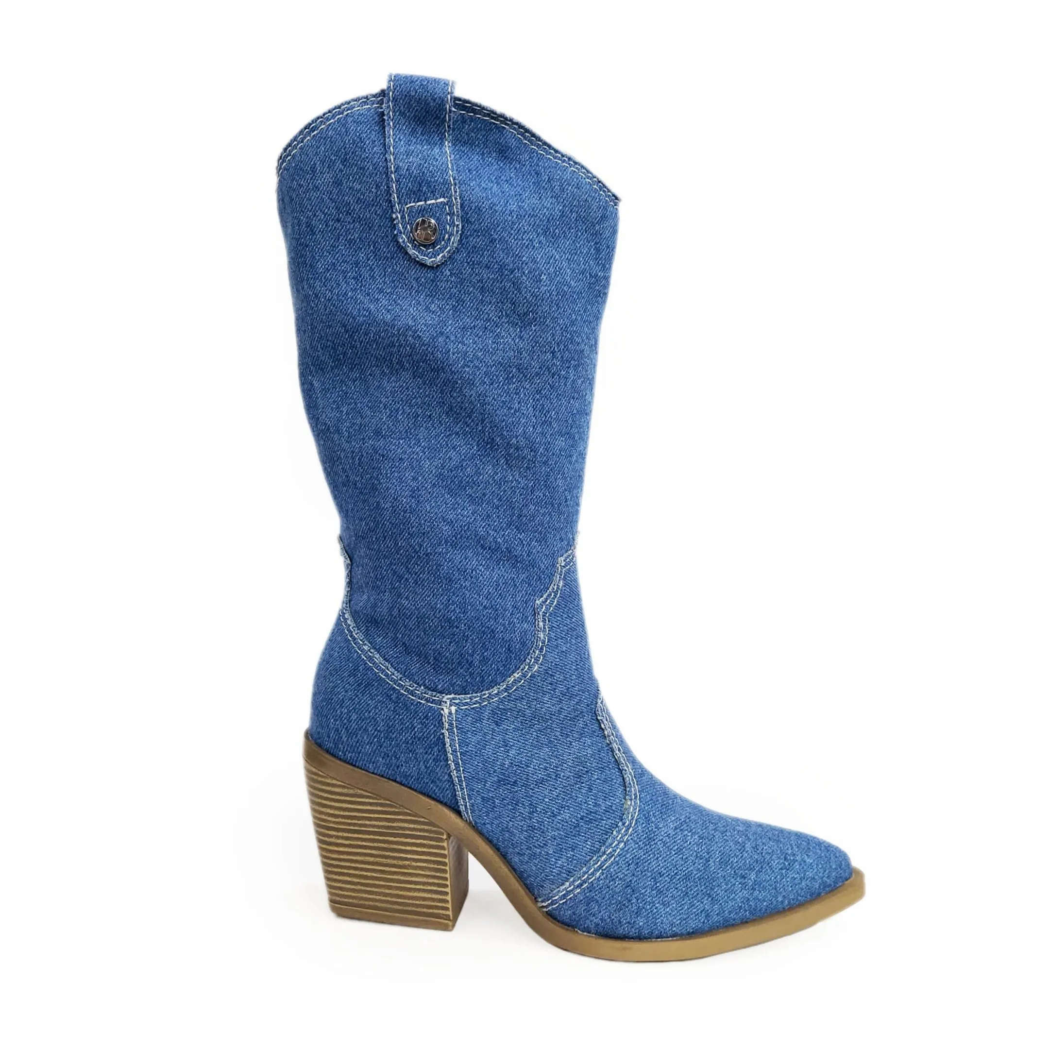Bottero Bota Western em Jeans Salto 8 cm Ref. 349705 Azul
