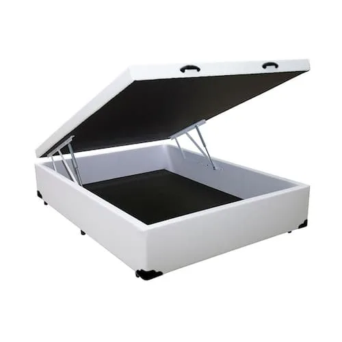 Cama Box Com Baú Casal + Colchão De Molas - Comfort Prime - Classic Superlastic 138cm - Branco
