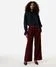 calça wide leg de alfaiataria feminina com linho e pregas azul