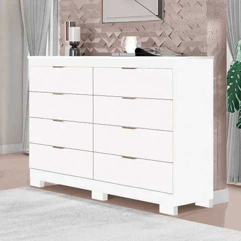 Cômoda Tuboarte Isadora 100% Mdf com 8 Gavetas e Kit de Pés