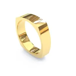 Aliança de Ouro 18K Oca Forrada Quadrada  Lisa - AS2259