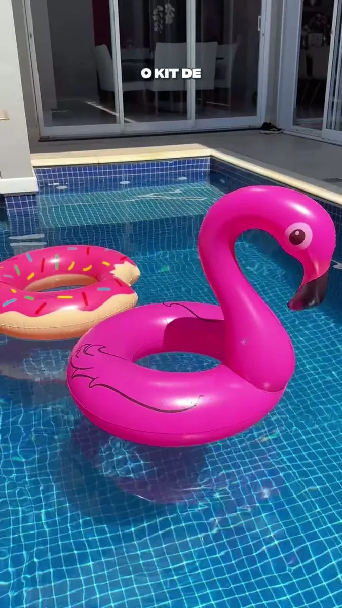 Kit 2 Boias Flamingo Donuts Piscina Infantil E Adulto 90 Cm