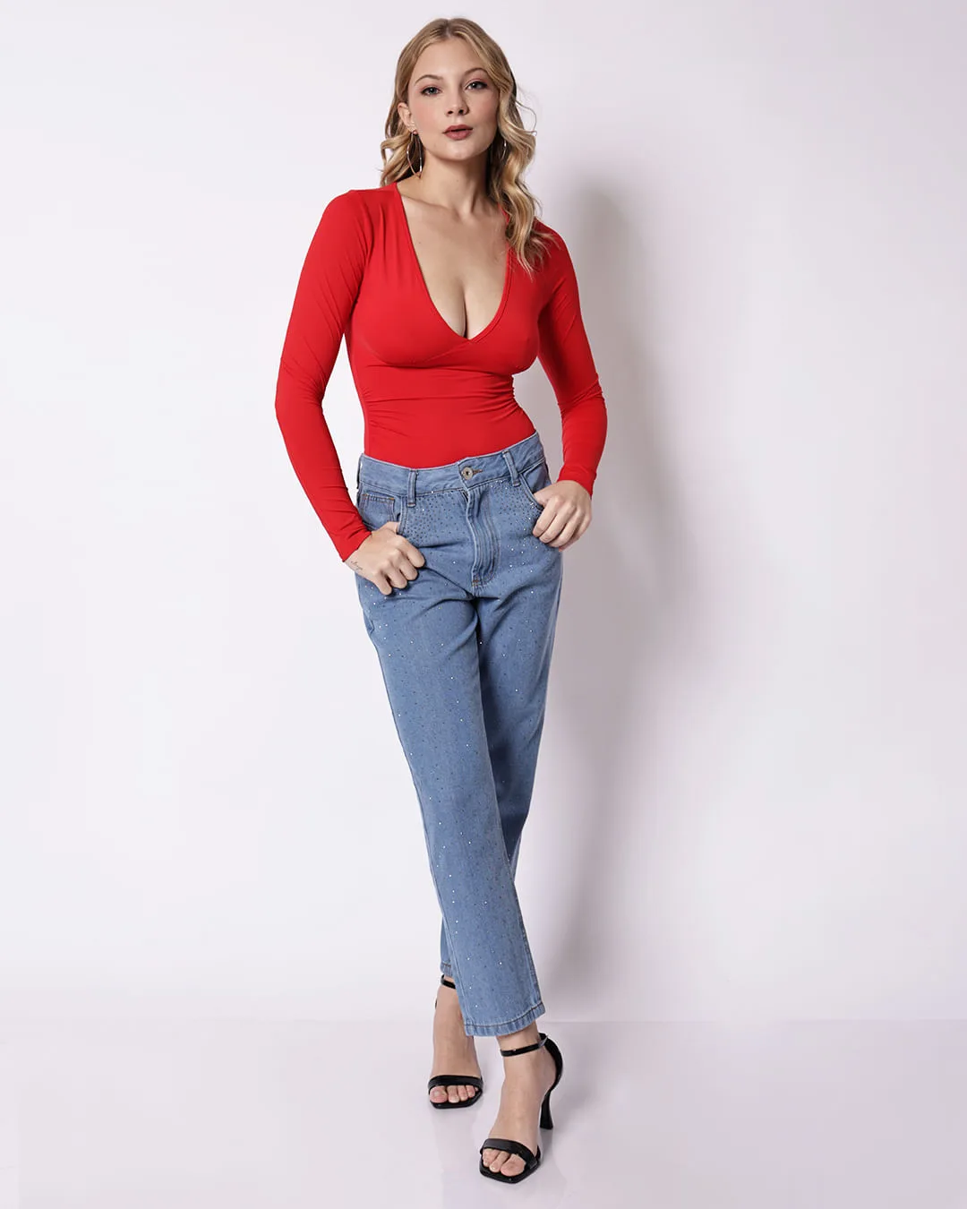 Body Feminino Suplex Manga Longa Vermelho