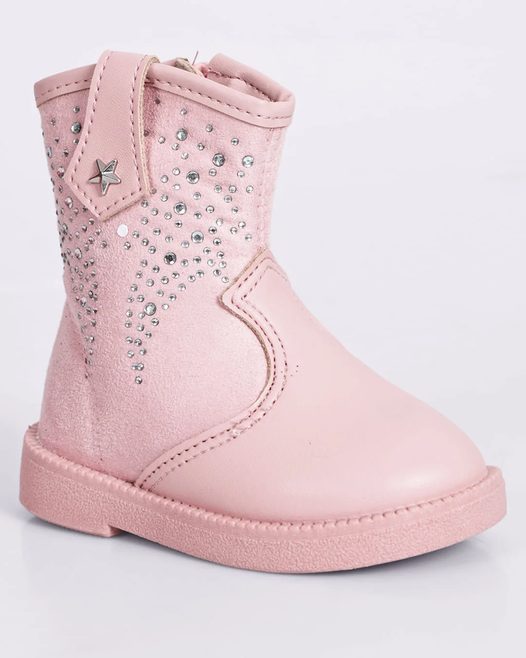 Bota Bebê Molekinha com Detalhe em Strass Rosa
