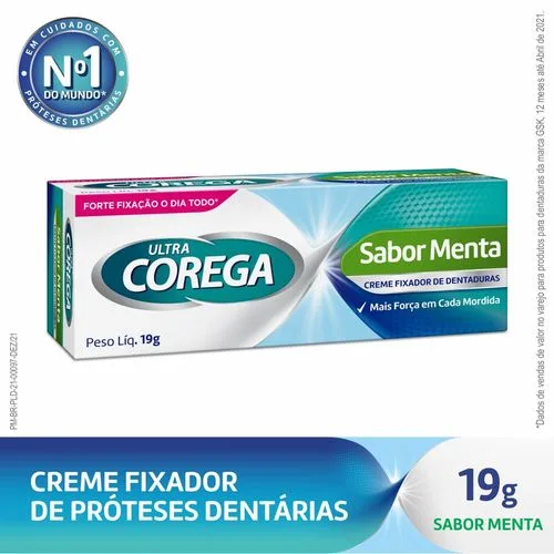 Creme fixador de prótese Ultra forte 19g sabor menta Corega