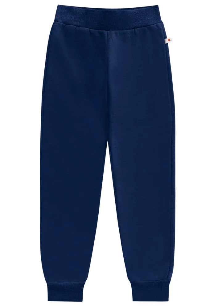 Calça jogger básica infantil menina em moletinho Brandili