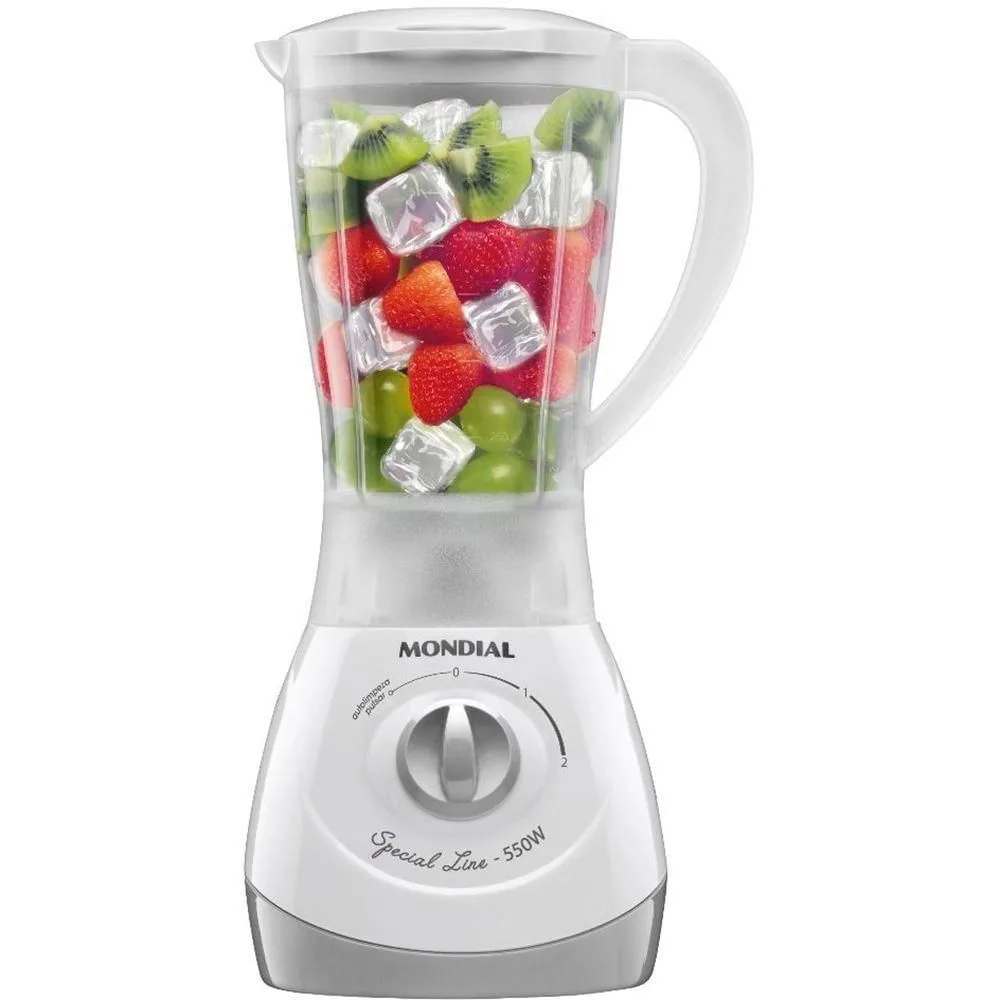 Liquidificador Mondial 550W 1,9L Branco 2 Velocidades Pulsar Autolimpeza Liquidificador Mondial Special Line L-550-SL 2 Velocidades 550W Branco - 110v