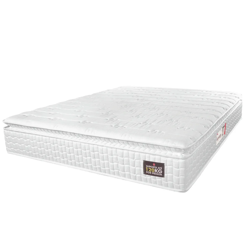 Colchão Casal Espuma D33 Pillow Top Van Gogh 138x188x24cm Branco Hellen-Suporta Até 120 Kg