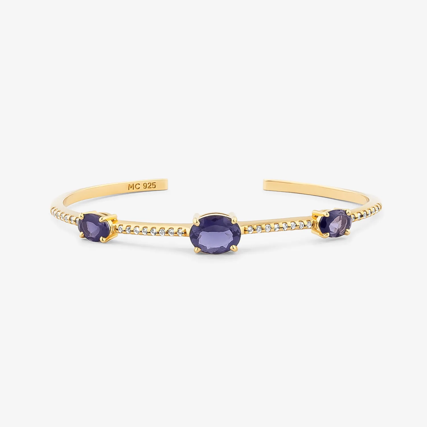Pulseira Áurea em Prata 925 com Banho de Ouro Amarelo, Topázio Incolor e Iolita
