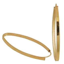 Brinco Argola Oval Fio Quadrado Ouro 10K 15x38mm - BR21390