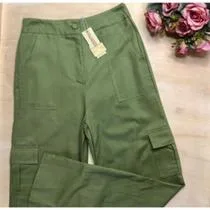 MODAS DOMI Calça Alfaiataria Cargo Elastico na Cintura 109