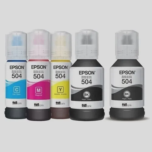 Kit 5 refil de tinta epson 504 2 black + cyan + yellow + mag.