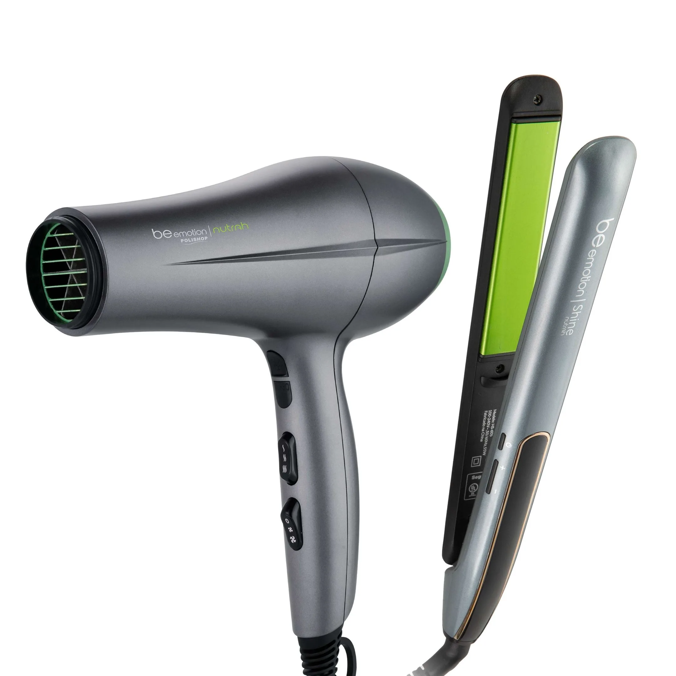 Secador Nutrah e Prancha de Cabelo Shine Nutrah Be Emotion