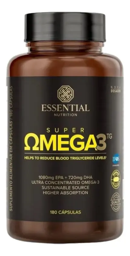 Super Ômega 3 Tg 1000mg 180 Caps Essential Nutrition Sabor 180 Softgels