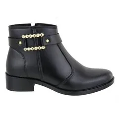 Bota Feminina Cano Curto Salto Baixo Fivela Conforto