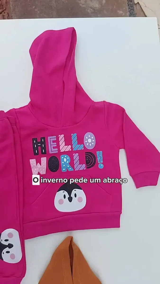 Conjunto Moleton Calça Bebê Algodão Infantil Frio Inverno