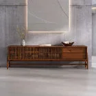 Rack Ripado Para Sala Tv 75 Polegadas Minimalista 2 Gavetas M