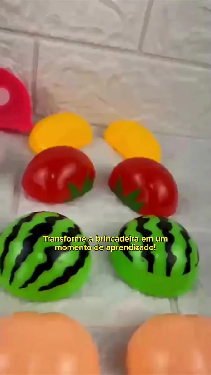 Brinquedo Unotoys Cozinha Educativa Frutas Cesta e Faquinha Plástico