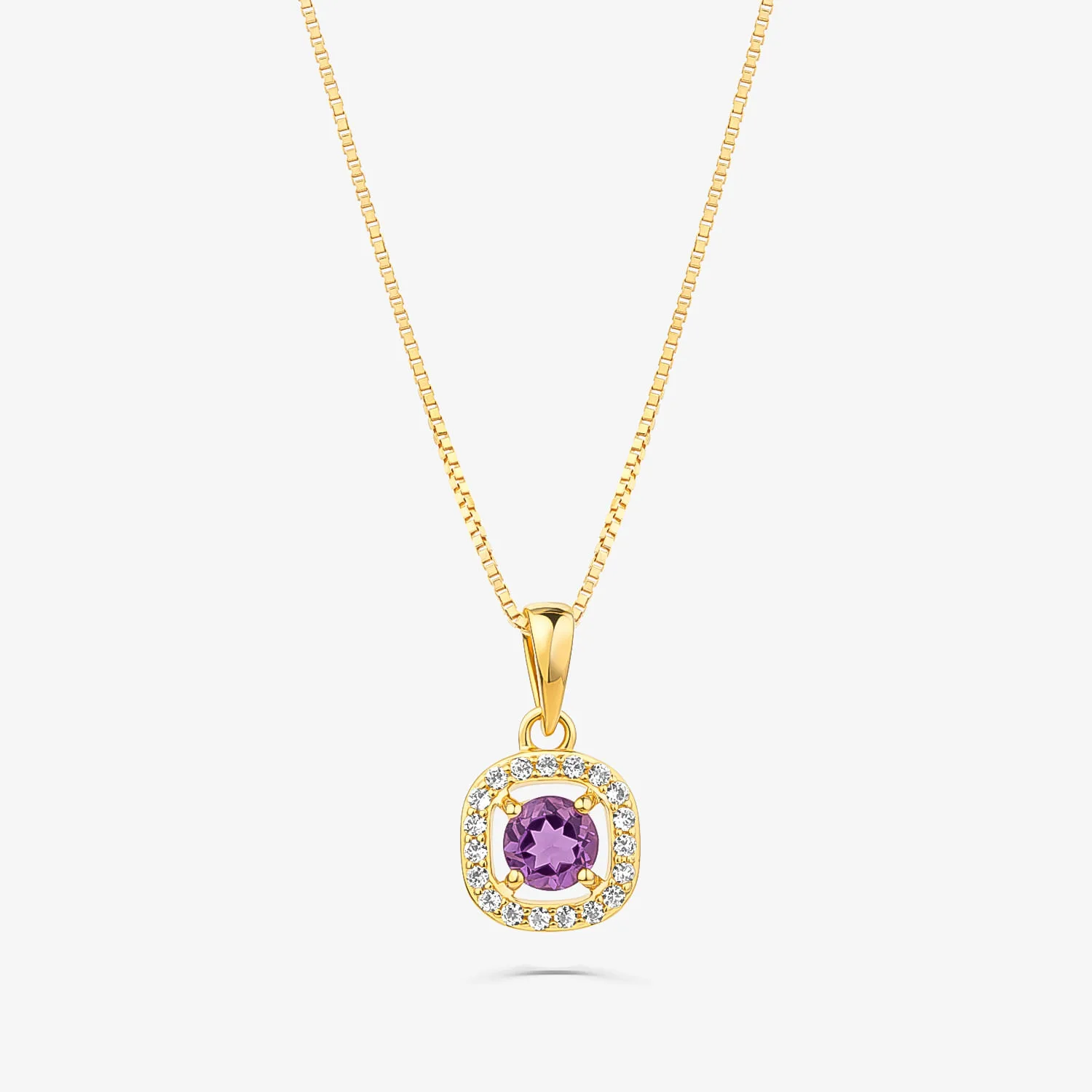 Pingente com Ametista e Topázio em Prata 925 com Banho de Ouro Amarelo 18k