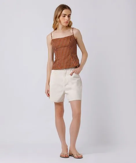 short los angeles feminino de sarja mindset off white