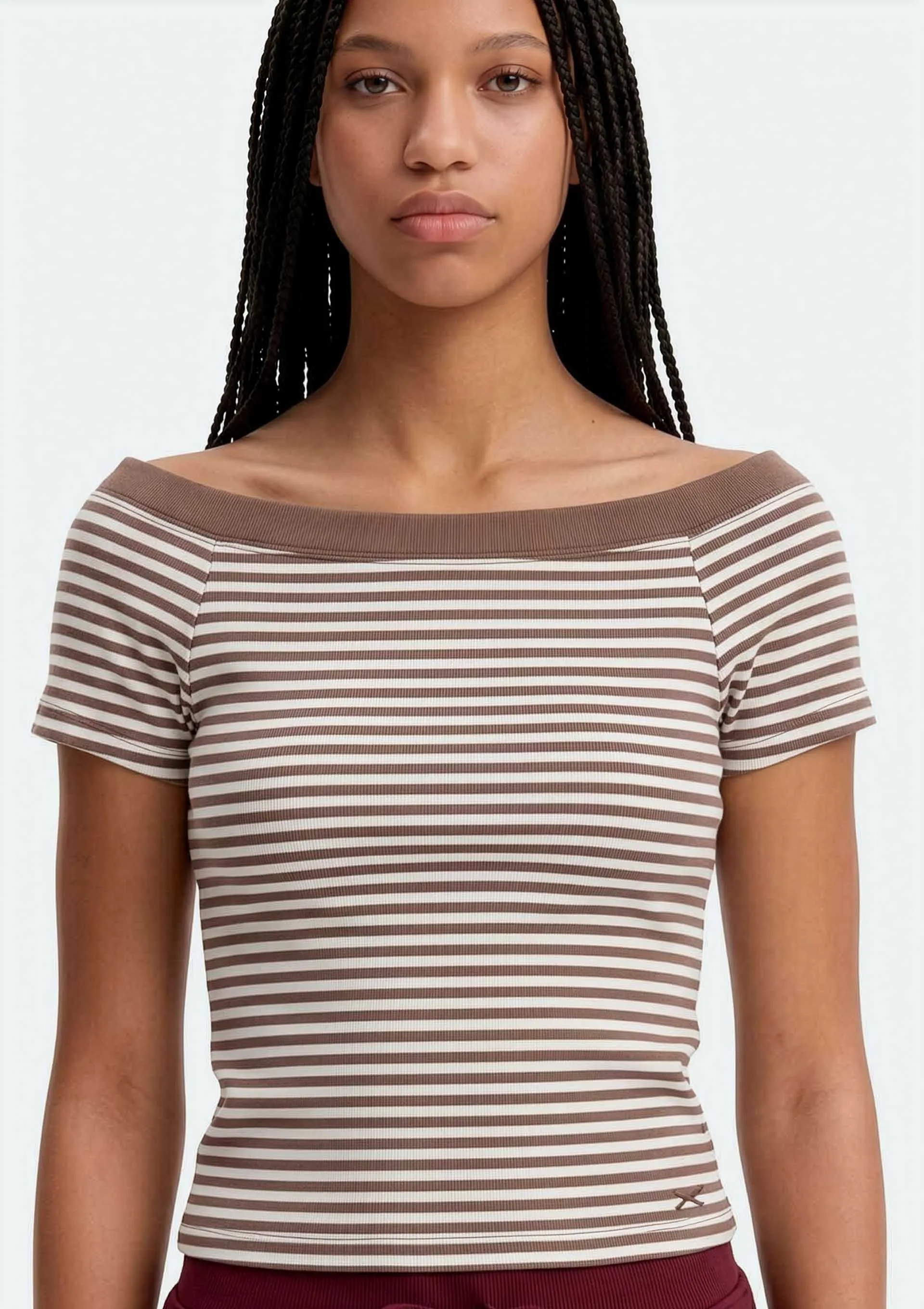 Blusa Teen Ombro A Ombro Fio Tinto - Marrom