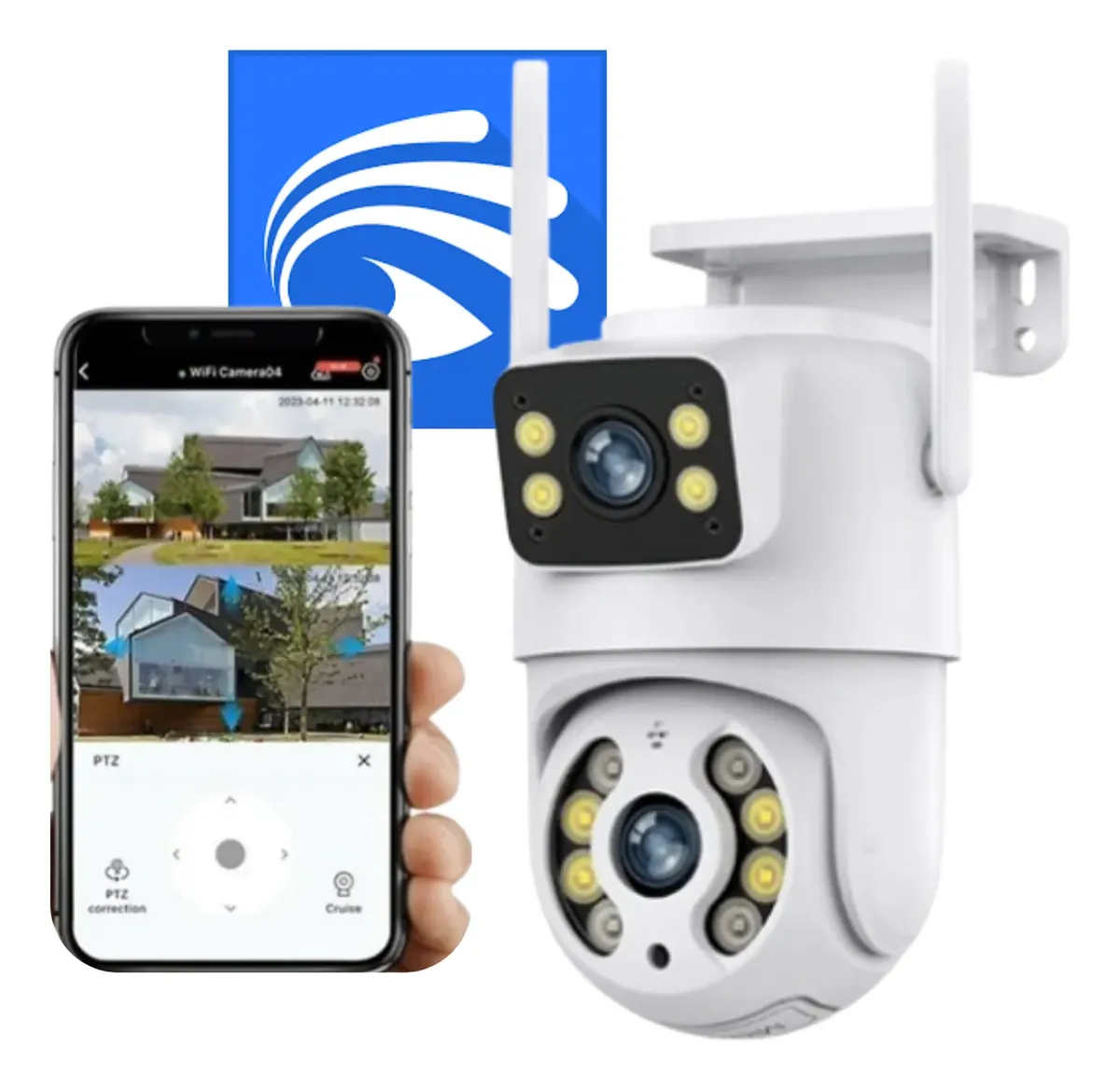 Câmera Dupla Segurança Ip Wifi Externa Lente 6mp App Yoosee