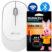 Mouse sem fio bluetooth, 1200DPI, Branco, MWB452, App-Tech + Pilha Alcalina Duracell Peque...