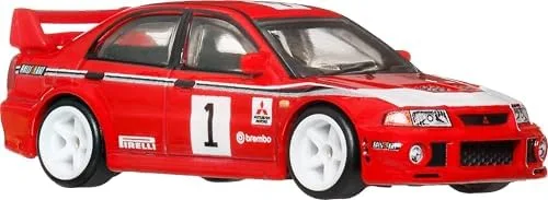 Hot Wheels® Collector Mitsubishi Lancer Evolution VI, miniatura Car Culture 7 cm, Metal/Metal™, pneus Real Riders™ e design premium.