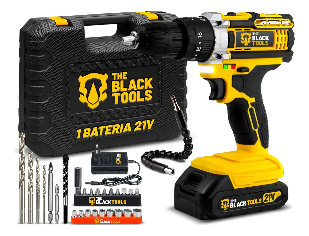 Parafusadeira E Furadeira Impacto The Black Tools Tb-21pw 3/8 Cor Amarelo Frequência 50/60 Hz 127/220v 60hz