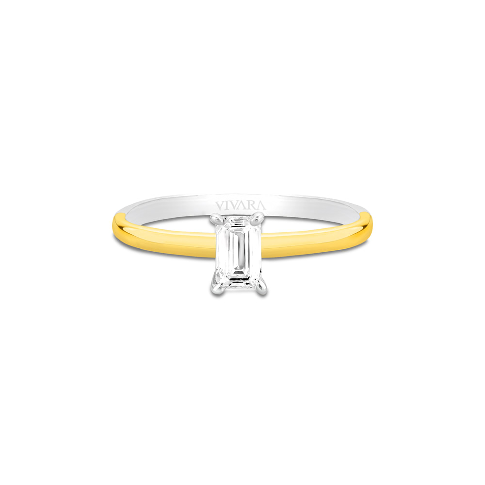Anel Solitário Lume em Prata 925 e Ouro Amarelo 18k com Diamante de Laboratório 0,26 ct