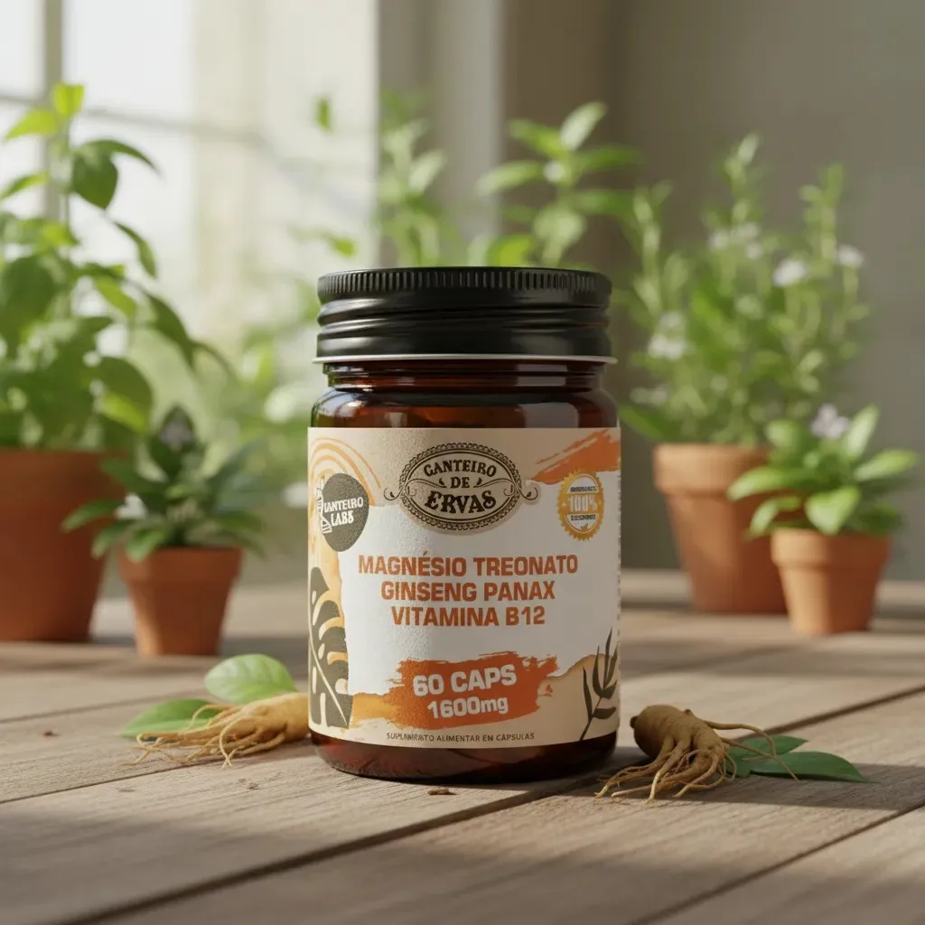 Magnésio Treonato Ginseng Panax Vitamina B12 Suplemento