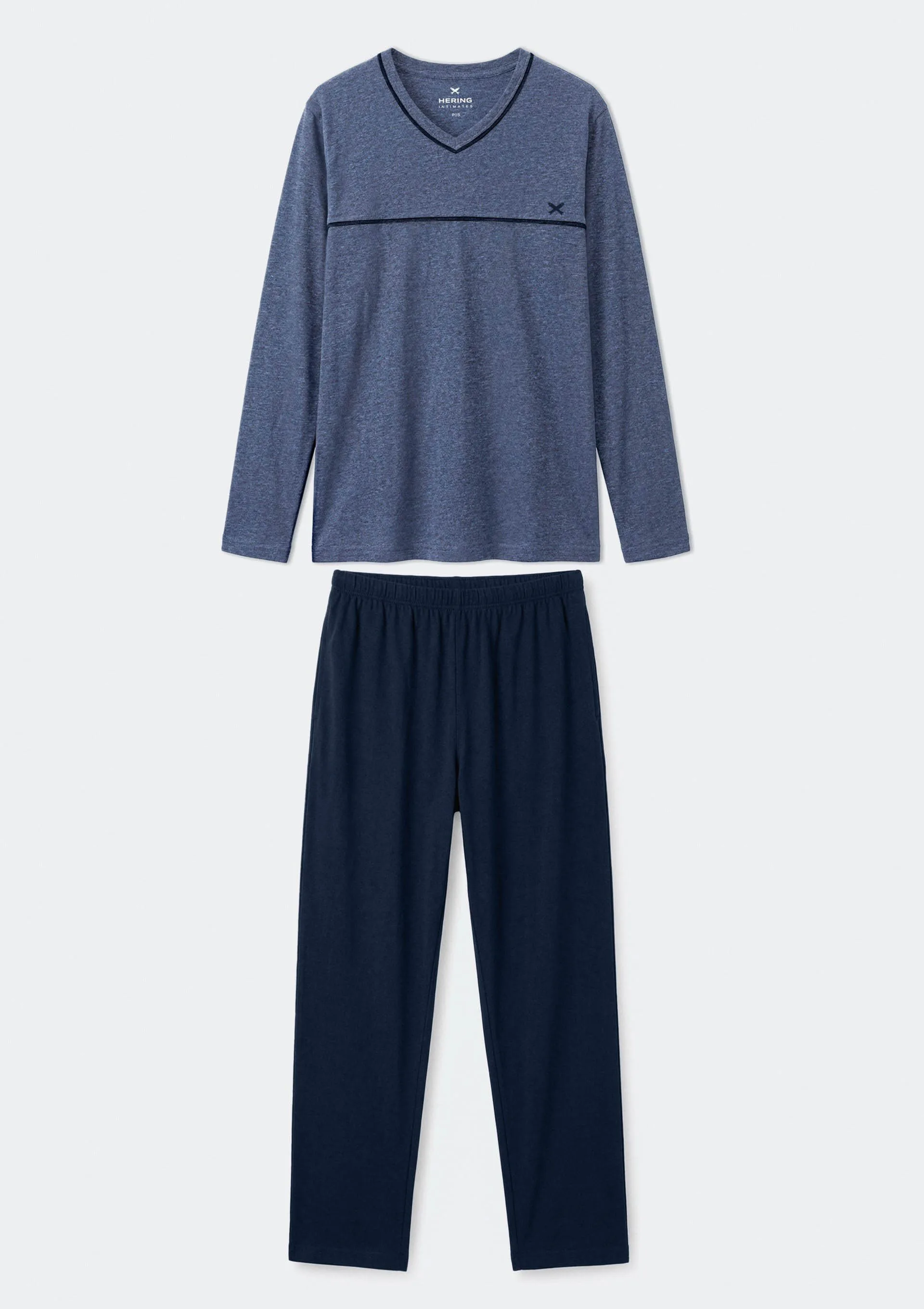 Pijama Longo Masculino Em Tricô Leve - Azul