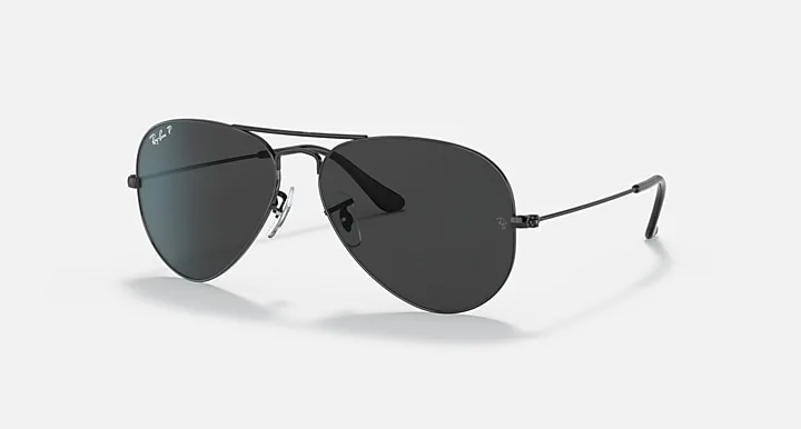 Ray-Ban AVIATOR TOTAL BLACK Preto|Black with Preto polarizado|Black Polarized Cor uniforme|Solid Color lens