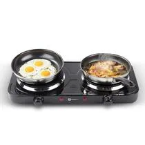 Fogão 2 Bocas Elétrico Portátil 2000W Potência 127 220V, Design Moderno em Inox, Controles Independentes, Superfície de Fácil Limpeza