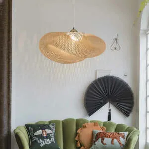 Luminária Artesanal Rattan Natural Nami 40cm Bahali