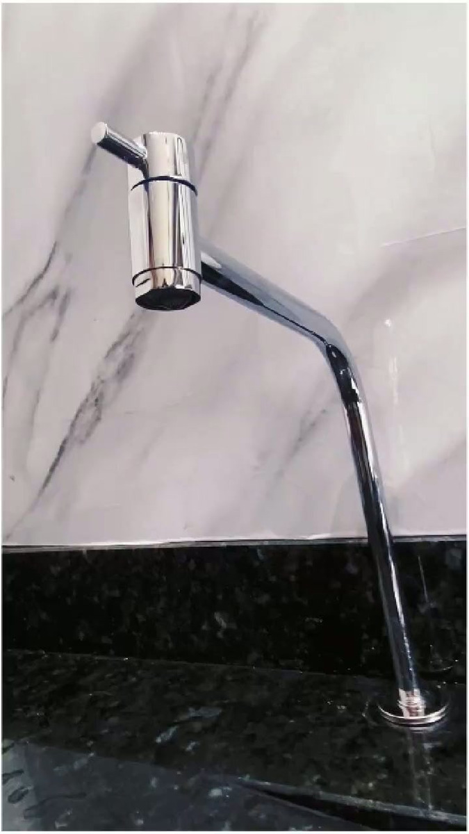 Torneira Para Banheiro Bica Alta Aço Inox Cromado Para Cuba De Apoio Ou Sobrepor Em Bancada Mesa Lavabo Acionamento Superior E Acabamento Espelhado De Alta Qualidade Agua Fria Fc-133 Via Flix