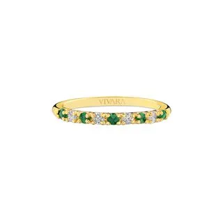 Meia Aliança Oriental em Ouro Amarelo 18k com Esmeraldas e Diamantes