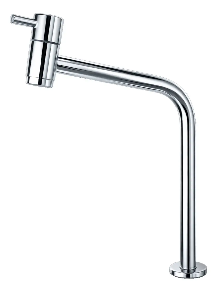 Torneira Para Banheiro Bica Alta Aço Inox Cromado Para Cuba De Apoio Ou Sobrepor Em Bancada Mesa Lavabo Acionamento Superior E Acabamento Espelhado De Alta Qualidade Agua Fria Fc-133 Via Flix