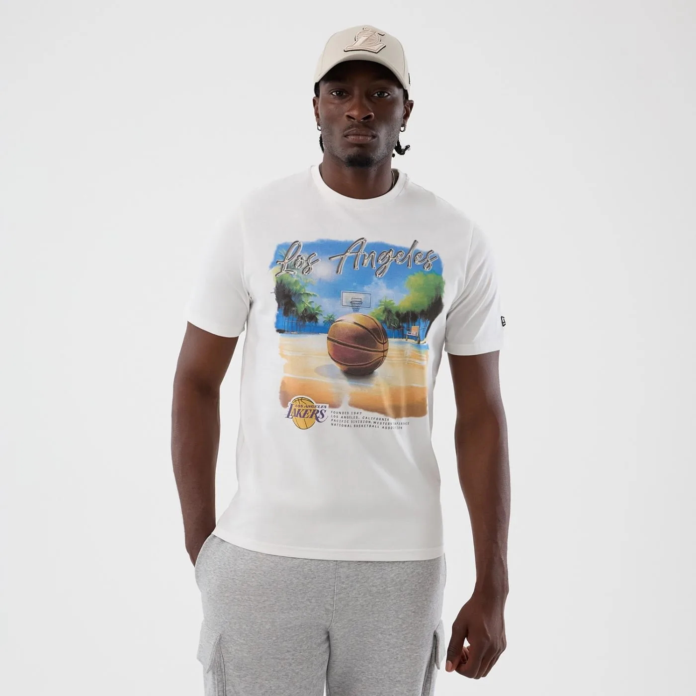 Camiseta New Era Regular Los Angeles Lakers Branco